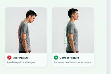 Male posture comparison showing poor and improved alignment